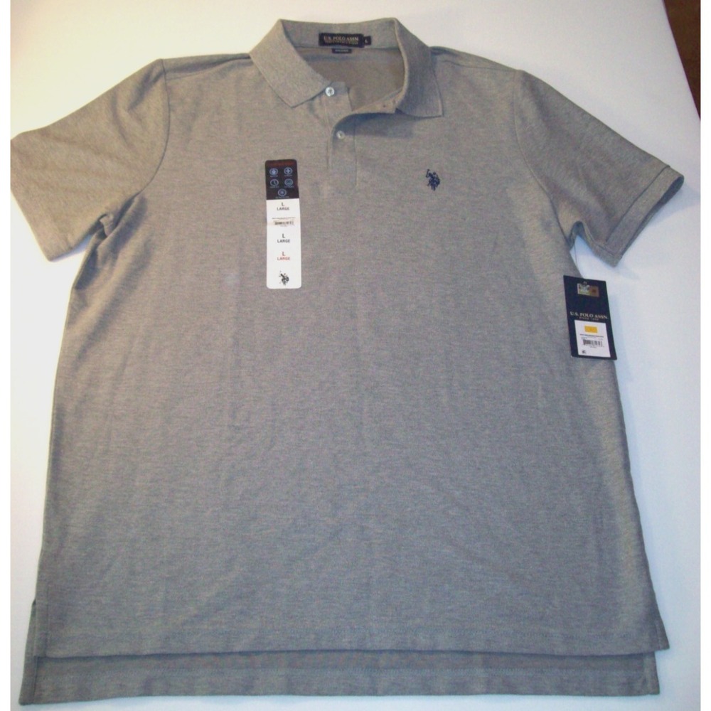 New Men's US Polo Assn.‎ Performance Pique Polo Shirt, Large, Gray
